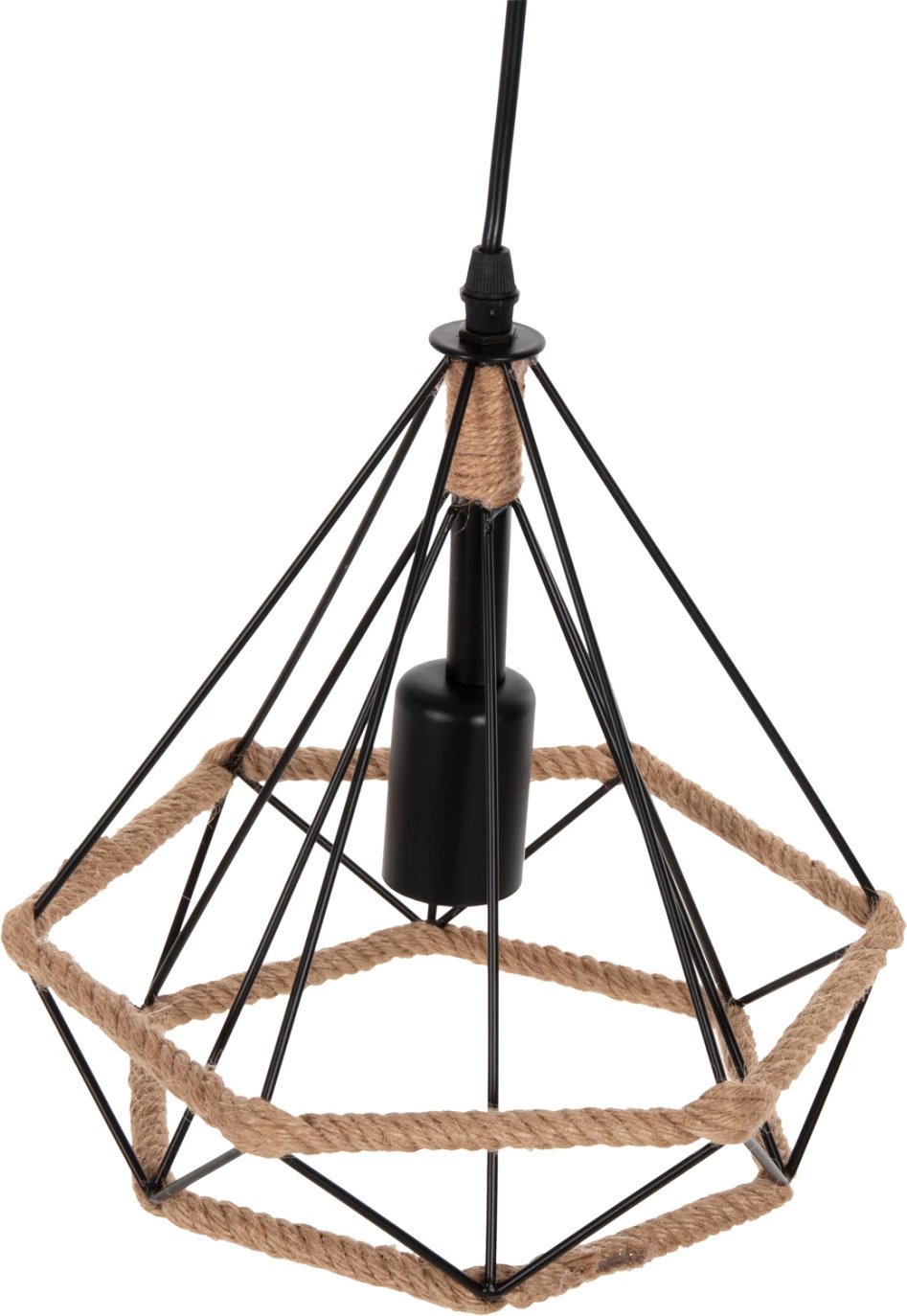 Llambë varëse tavani, FH4061, metal i zi me litar, 24,5x21,5x125Hcm Llambë varëse tavani, FH4061, metal i zi me litar, 24,5x21,5x125Hcm