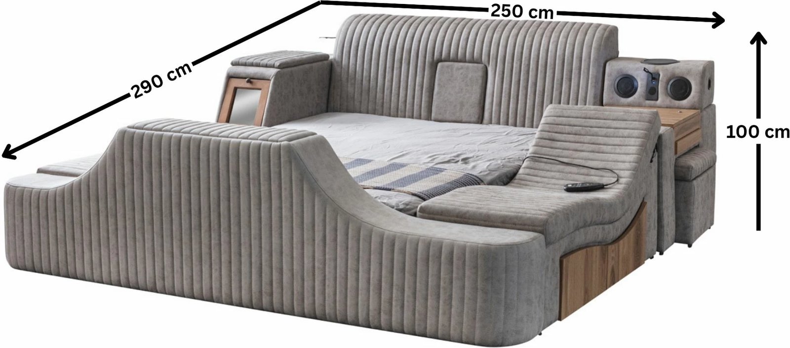 Krevat dopio me funksione smart, ngjyrë kafe, Skye Decor, Sunshine Smart