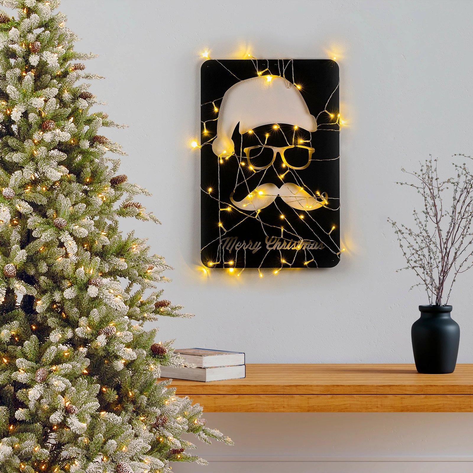 Aksesor dekorativ metalik për mur, Wallity, XMASBLACK - 006, ngjyrë e zezë, 39x59cm