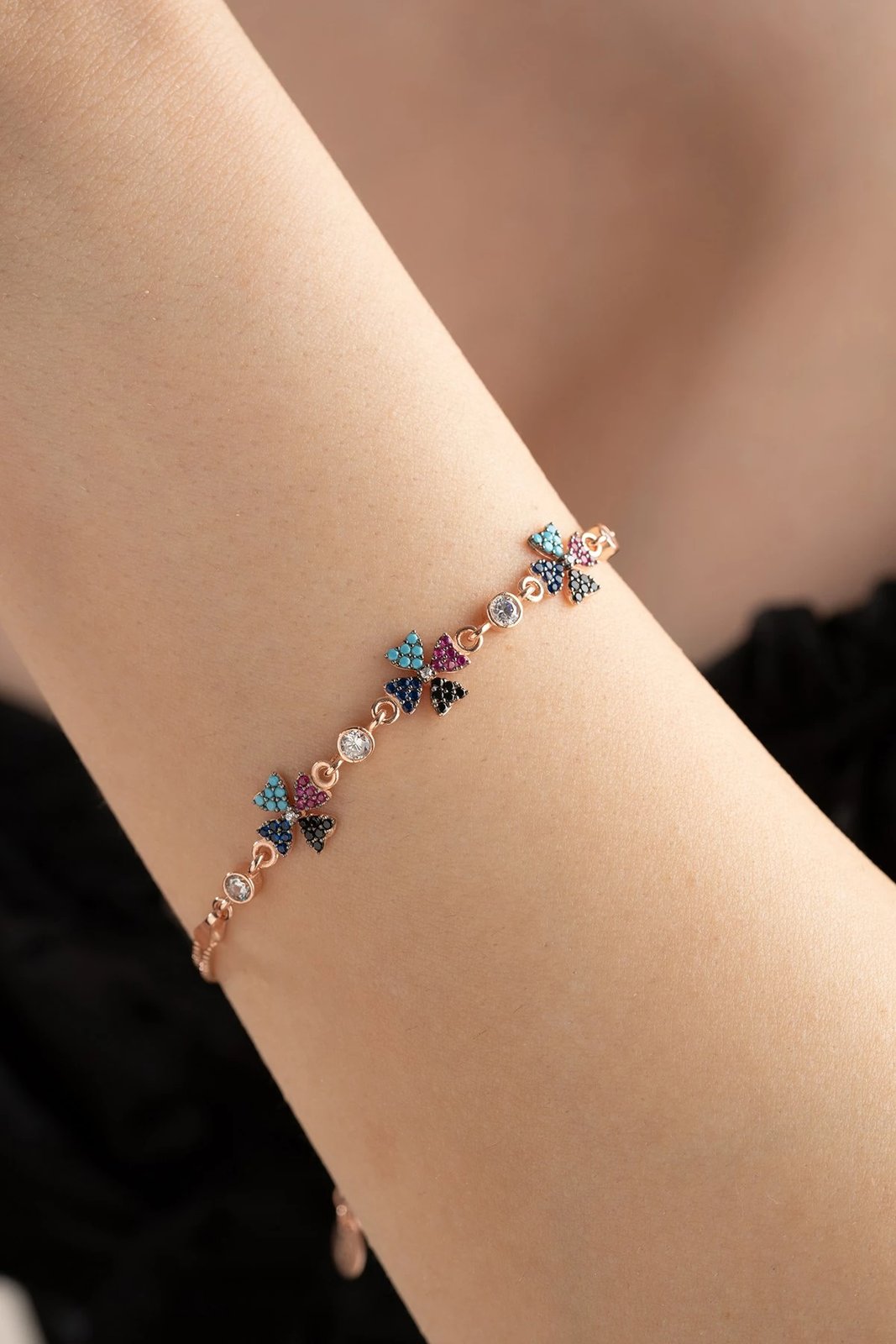 Byzylyk argjendi Jumeon, NRZ99355, ngjyrë rozë e artë, fuchsia, kaltër e errët, kaltër