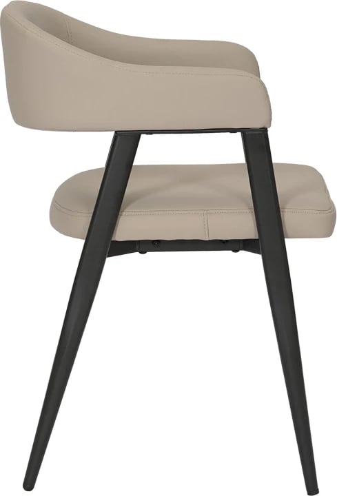 Karrige e ulët Sezan, lëkurë PU, ngjyrë gri-bezhë, 56x55x78cm