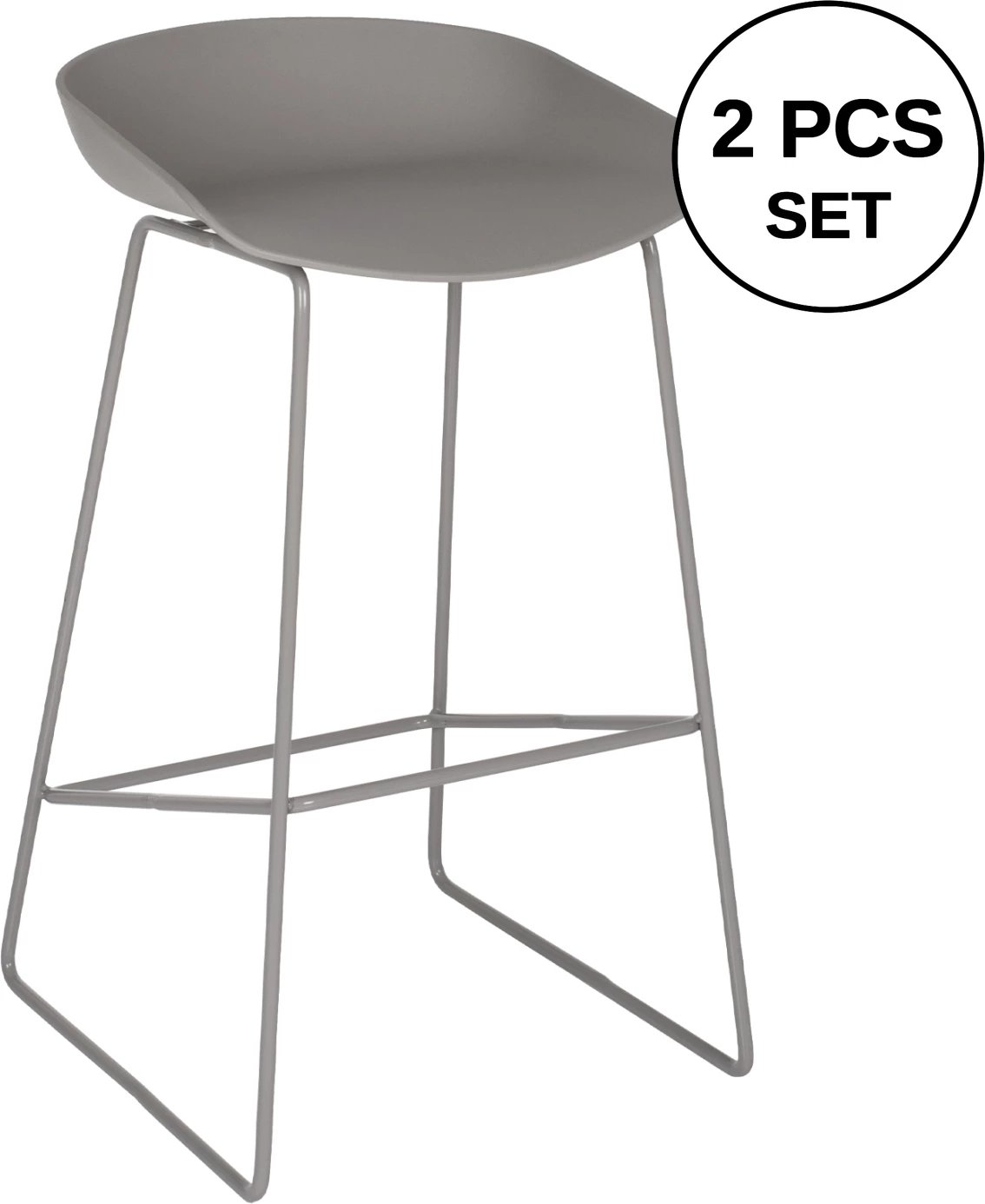 Karrige për bar metalike FH8450.10 me ulëse gri PP 47x47x83cm, set prej 2 copë