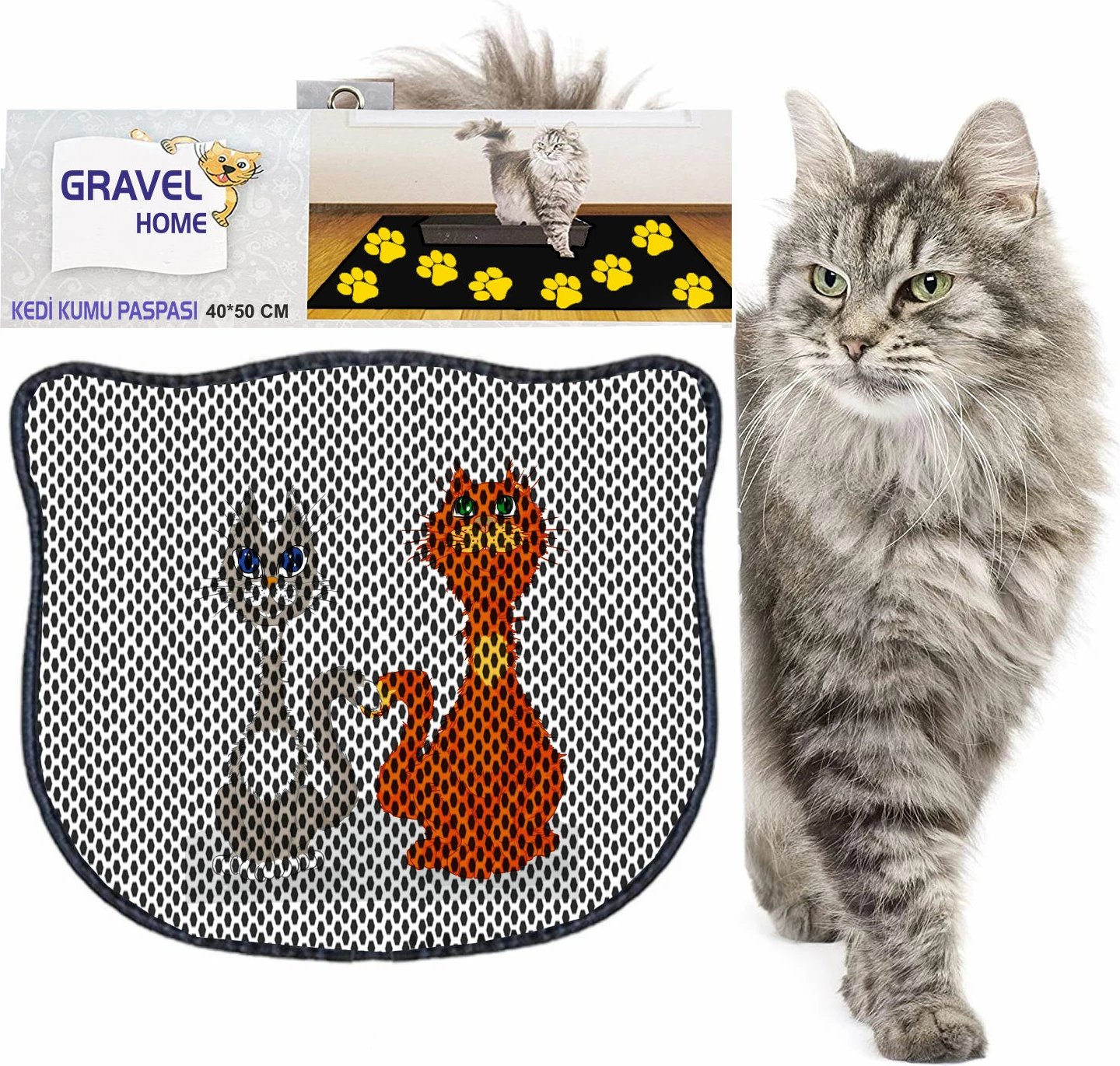Tapet për rërë mace, shumëngjyrësh, Paws & Whiskers, Kdkafa0041, 40x50cm