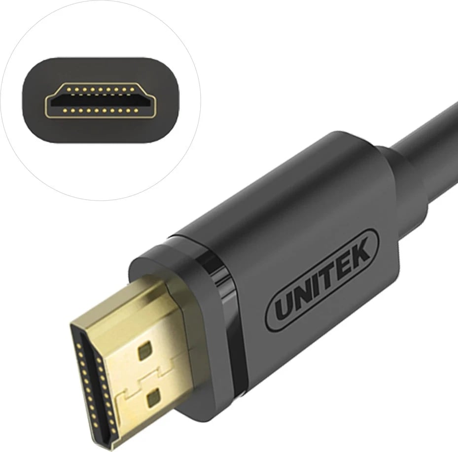 Kabllo Unitek HDMI, Y-C138M, HDMI Type-A, 2 m, e zezë