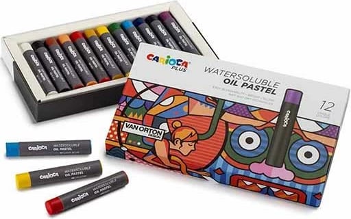 Markerë vajorë Carioca Plus, 12 copë, Ngjyra të Ndritshme