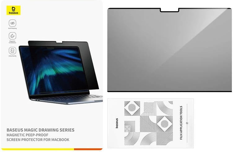 Mbështjellës magnetik Baseus Magic Drawing për MacBook Pro 13" (2022) me set pastrimi, Transparent