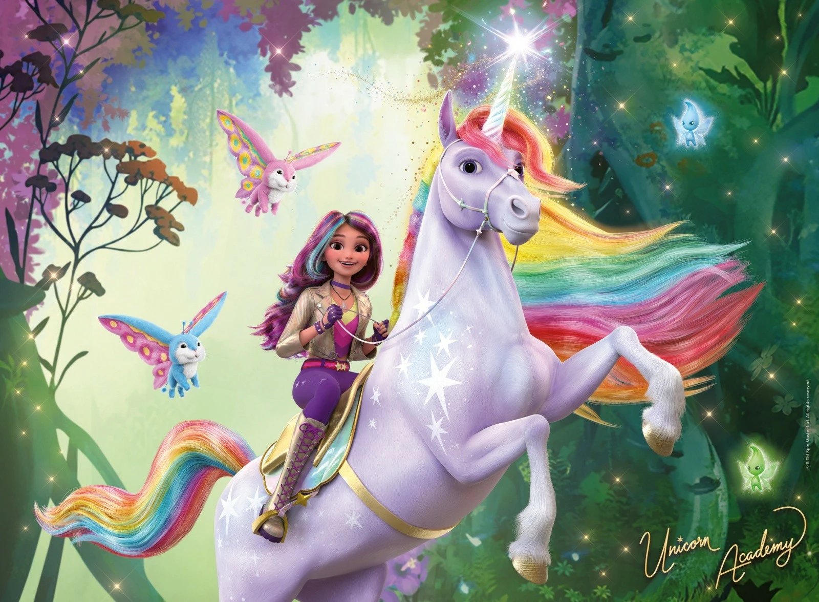 Puzzle XXL për fëmijë Ravensburger Unicorn Academy, 100 pjesë, shumëngjyrësh