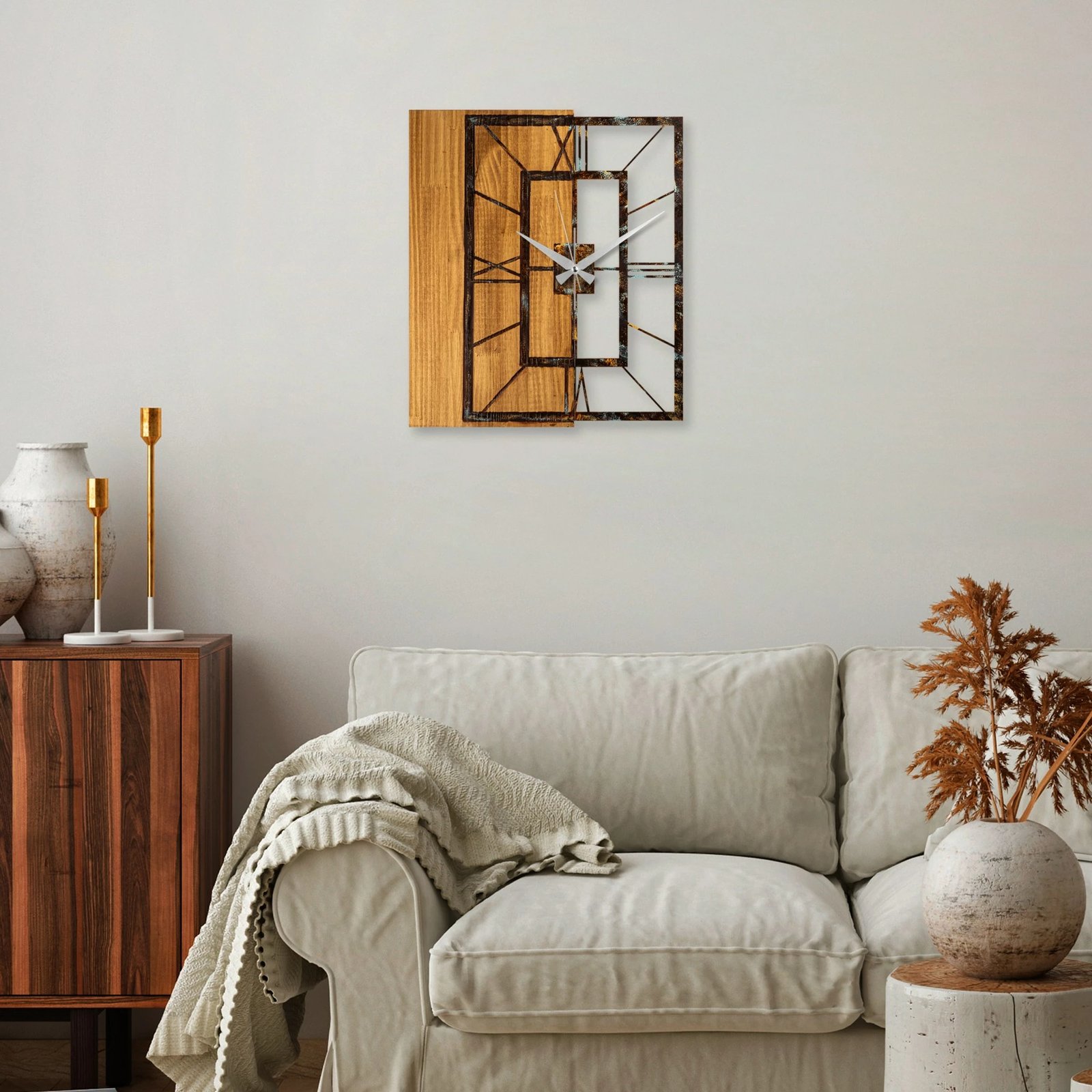 Orë muri dekorative prej druri, Wallity, ngjyrë arre, 37-A, 49x58cm