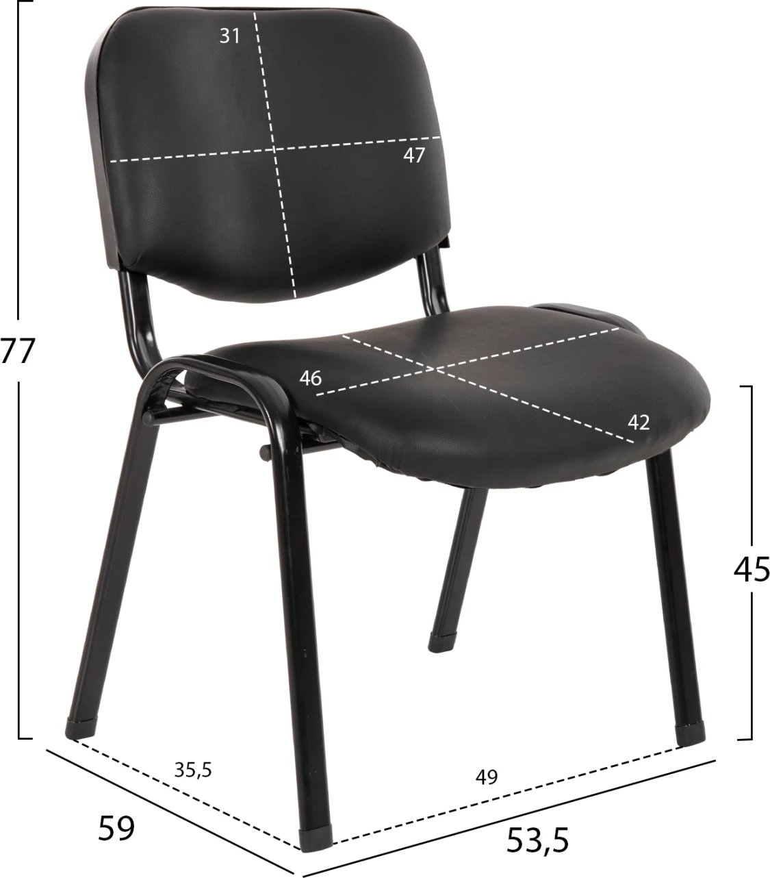 Karrige konferencash FH1010.01 me PU të zezë 53,5x60x77cm