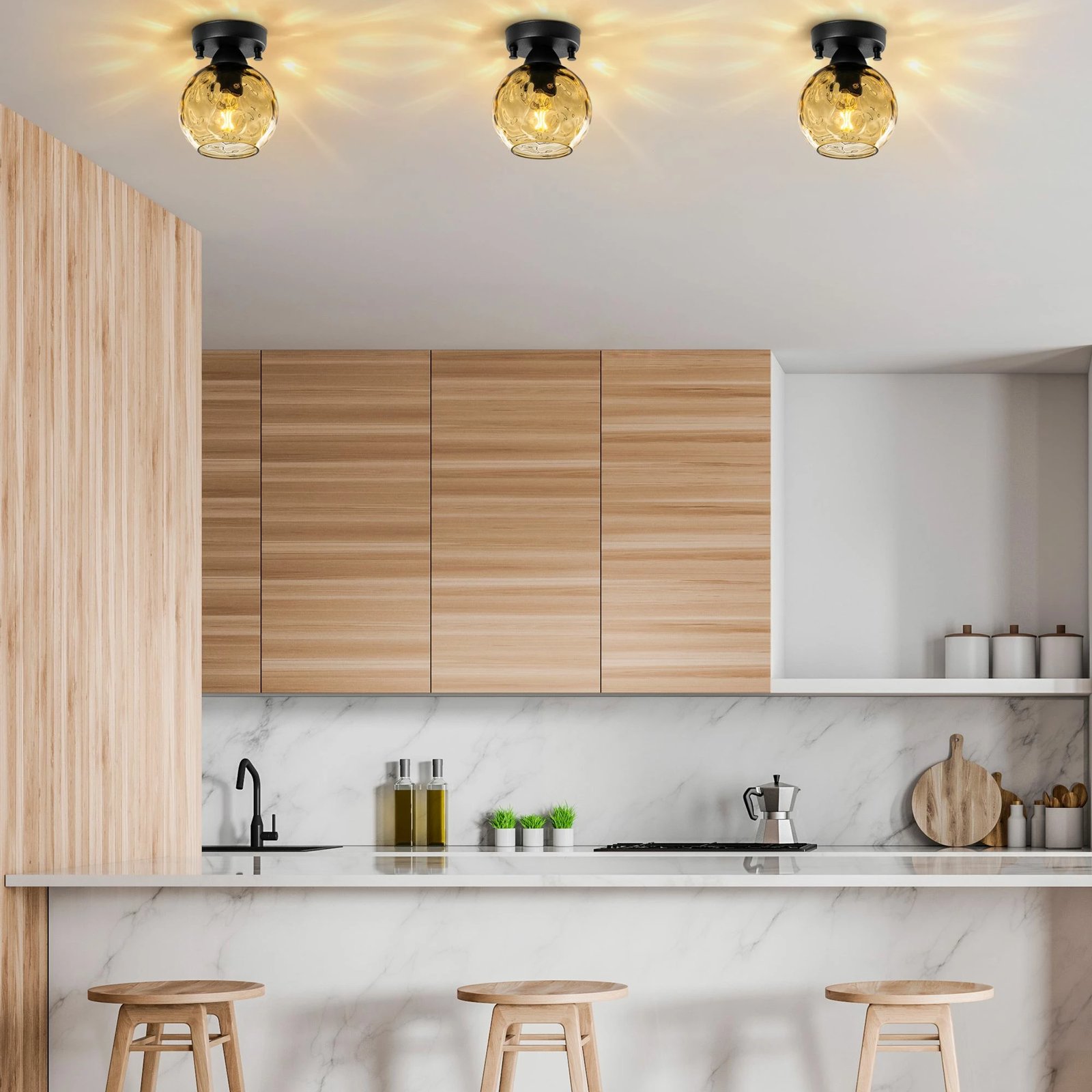 Llambë tavani Opviq Benek, e verdhë dhe e zezë, 15x15x18cm