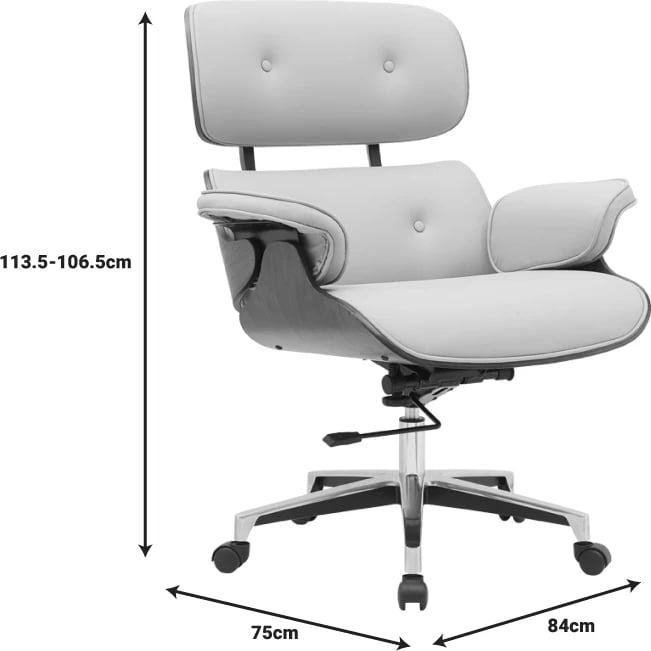 Karrige menaxheri për zyre Kobane, ngjyrë bezhë, bazë kromi, 84x75x113.5cm