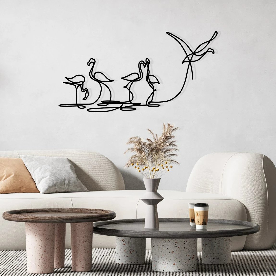 Aksesor dekorativ metalik për mur, flamingo, Wallity 316 M, ngjyrë e zezë, 115x58.5cm