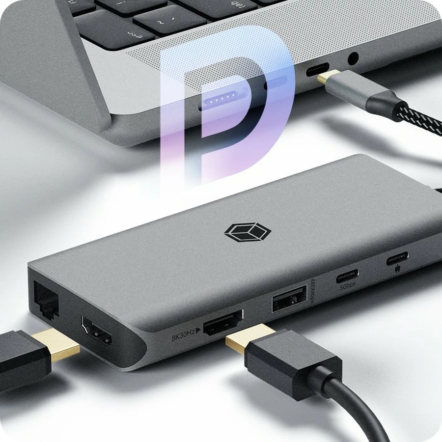 Stacion dokimi IcyBox IB-DK4061-CPD 12-në-1, 2xHDMI, PD 100W, antracit