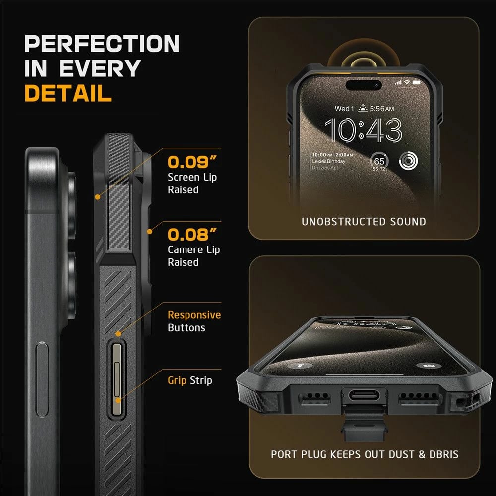 Mbështjellës Supcase UB Grip Mag me MagSafe për iPhone 15 Pro Max, Zi