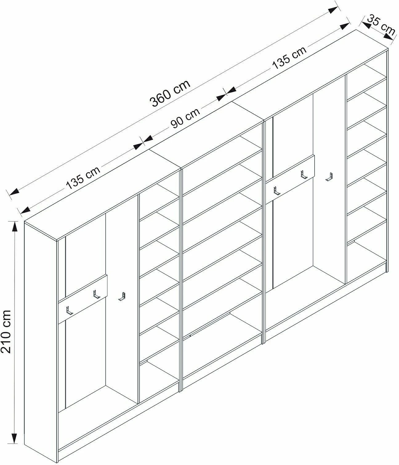 Stendë korridori Skye Decor, Noah - 8207, e bardhë, 360x210x35cm