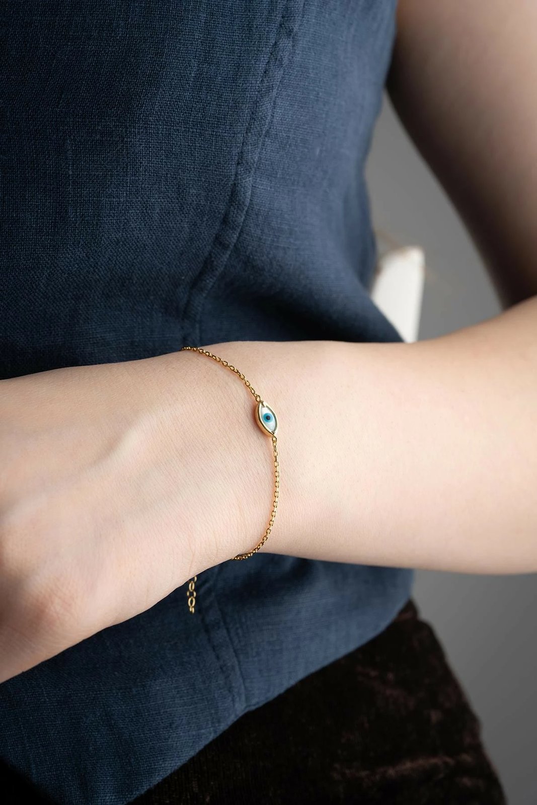 Byzylyk argjendi Jumeon, ngjyrë ari, gur zirkoni blu, NRZ999434