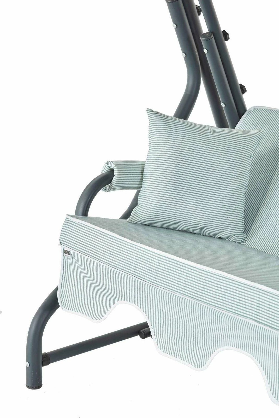 Karrige lëkundëse treshe për kopsht, Ruta, e gjelbër, e bardhë