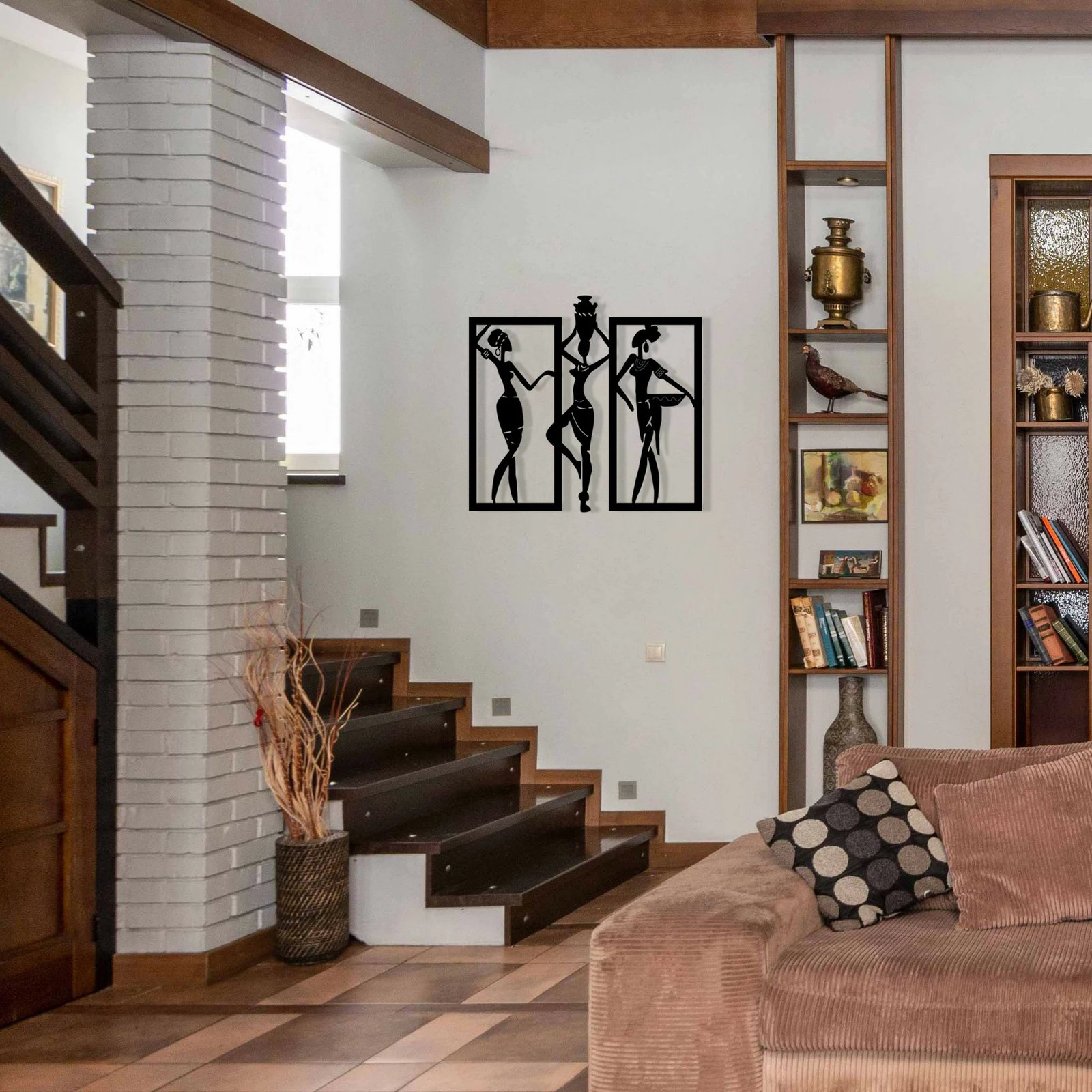 Aksesor dekorativ metalik për mur, Wallity Aurora, M119, ngjyrë e zezë, 71x66cm