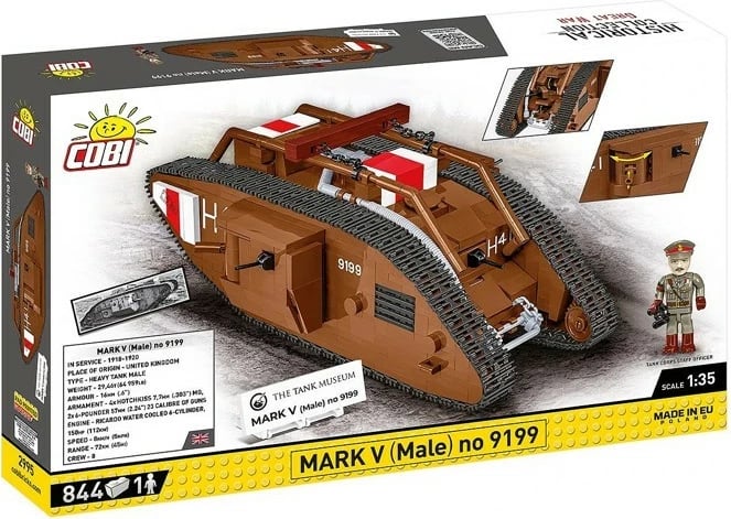 Set lodër ndërtimi Cobi Klocki Mark V (Male) 9199, 844 pjesë, kafe