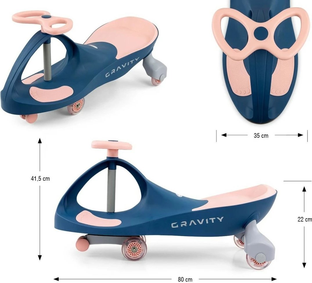 ride-on Milly Mally Gravity Gaiter 5927 4 rrota LED deri 50 kg blu e errët/rozë