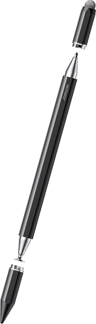 Stilus kapacitiv pasiv 3-në-1, Joyroom, JR-BP561, majë disk + majë gome + laps me bojë, trup alumini, magnetik, për pajisje me ekran prekje, e zezë