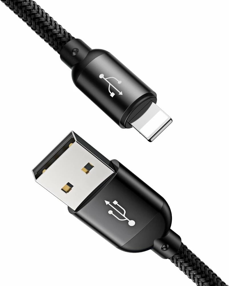 Kabllo 3-në-1 Baseus Three Primary Colors CAMLT-BSY01, 1.2m, USB-A në micro USB/Lightning/USB-C, e zezë/kuqe/kaltër Kabllo 3-në-1 Baseus Three Primary Colors CAMLT-BSY01, 1.2m, USB-A në micro USB/Lightning/USB-C, e zezë/kuqe/kaltër