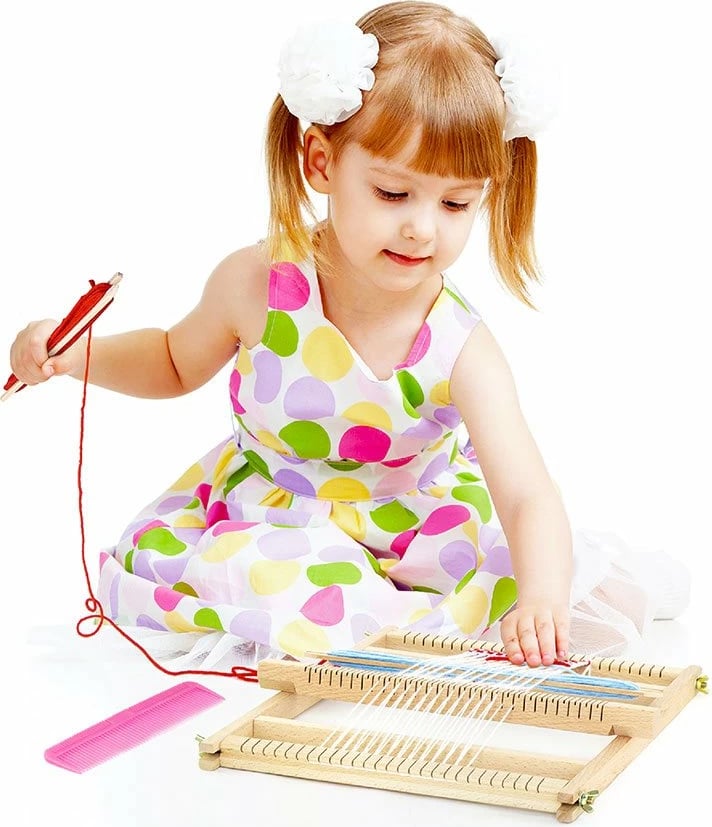 Tezgjah druri për endje, Viga, set kreativ për fëmijë 3+, shumëngjyrësh