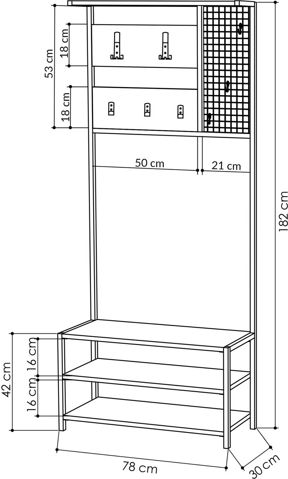 Portmanto Skye Decor, ngjyrë antracit, Nomad