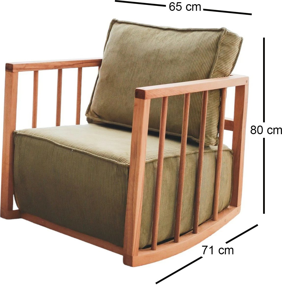 Karrige sallonese me krahë, ngjyrë khaki, Atelier del Sofa, sallanan