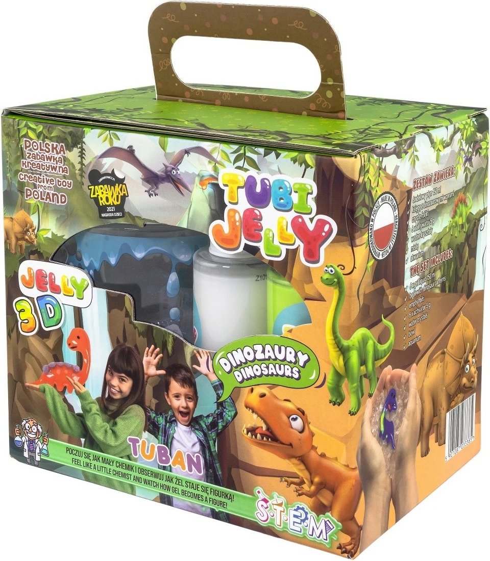 Set kreativ TUBAN Tubi Jelly me akuarium të vogël, 6 ngjyra xheli, dinosaurë, multikolor