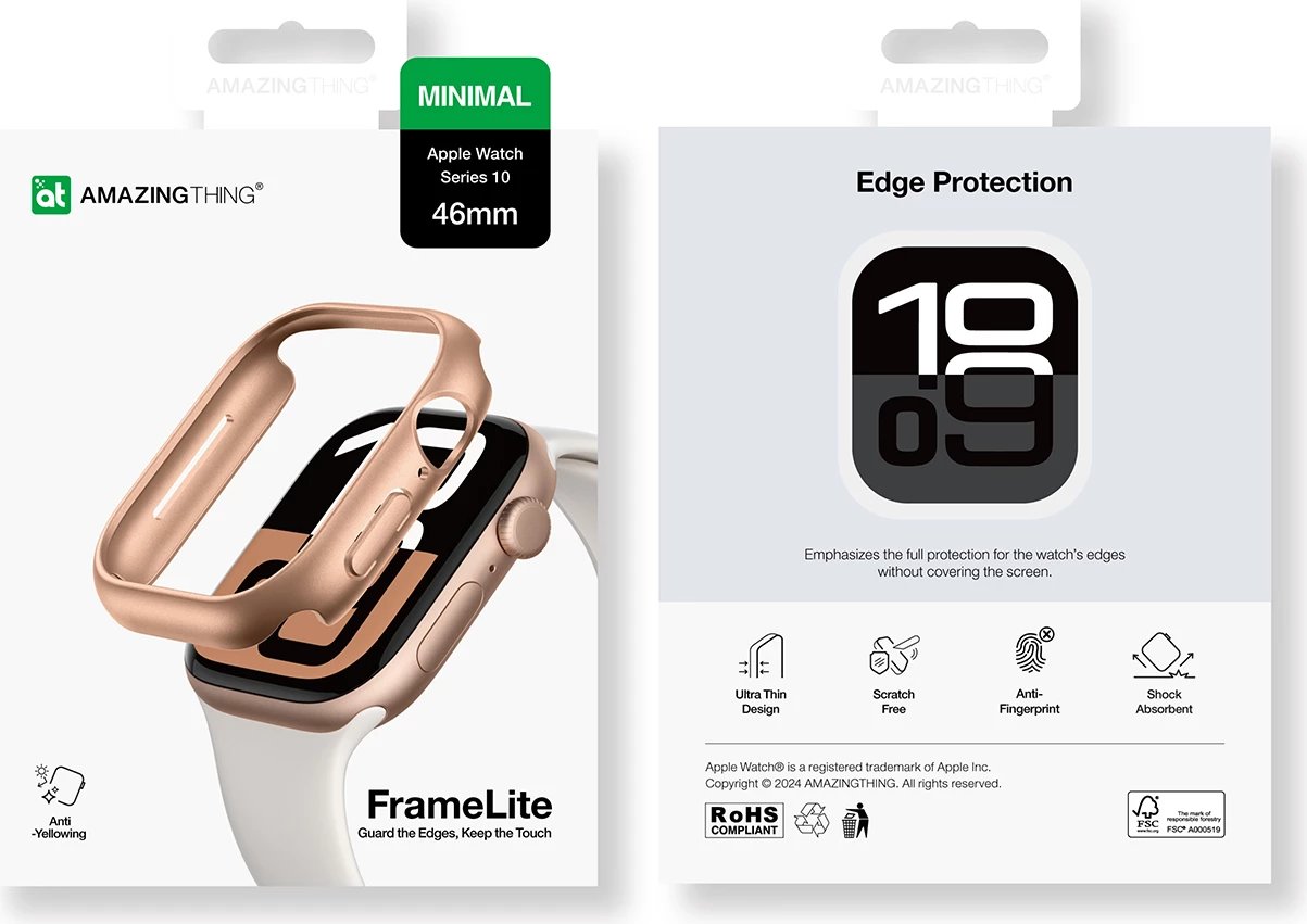 Mbështjellës AmazingThing Minimal për Apple Watch 46mm, rozë e artë