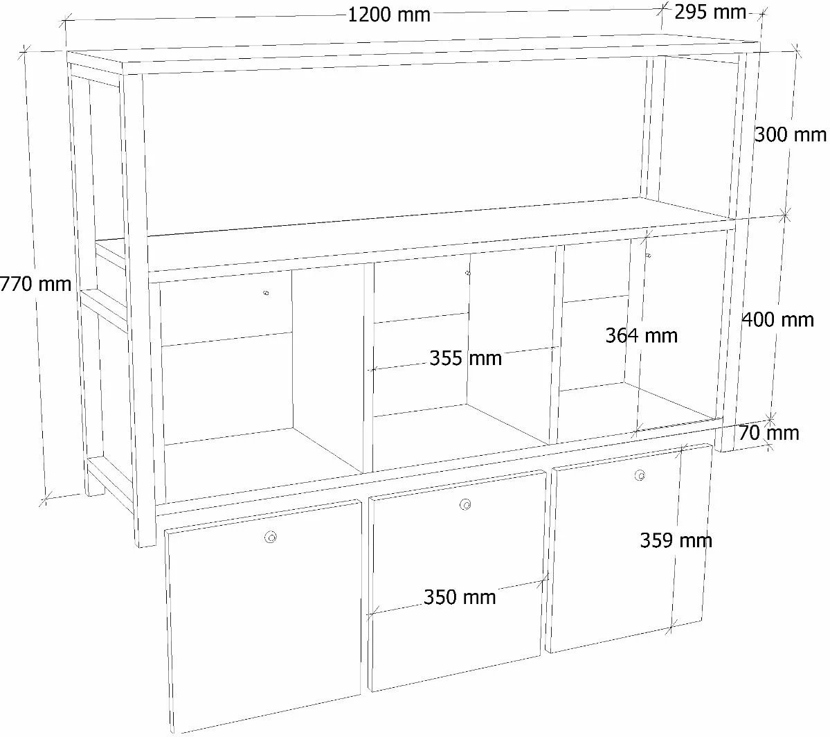 Konsol Hanah Home, ngjyrë pishë Atlantic, e zezë, Nero v2