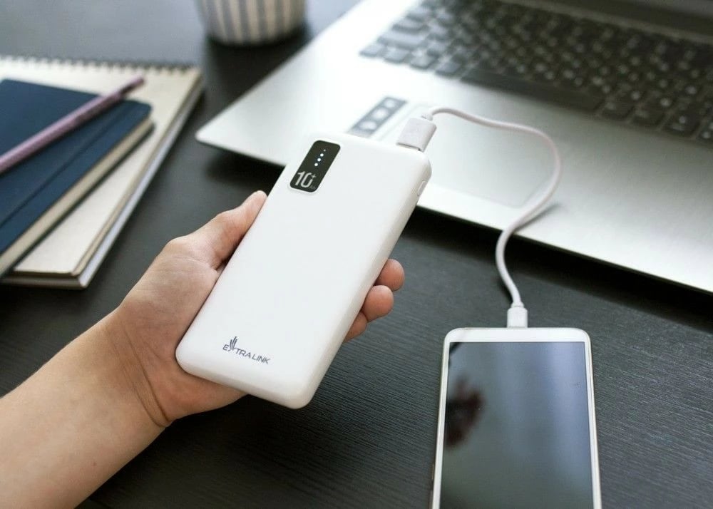 Powerbank Extralink EPB-098W, 10000 mAh, Bardhë