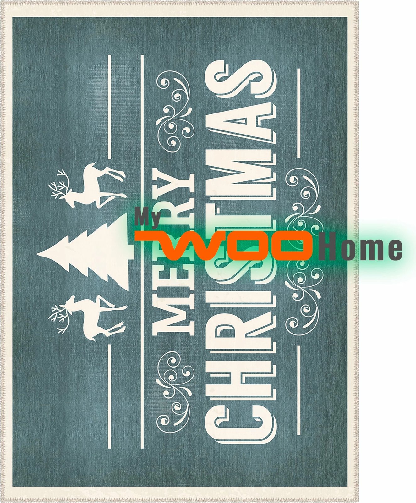 Qilim dekorativ ‘Merry Christmas’, shumëngjyrësh, 160x250cm