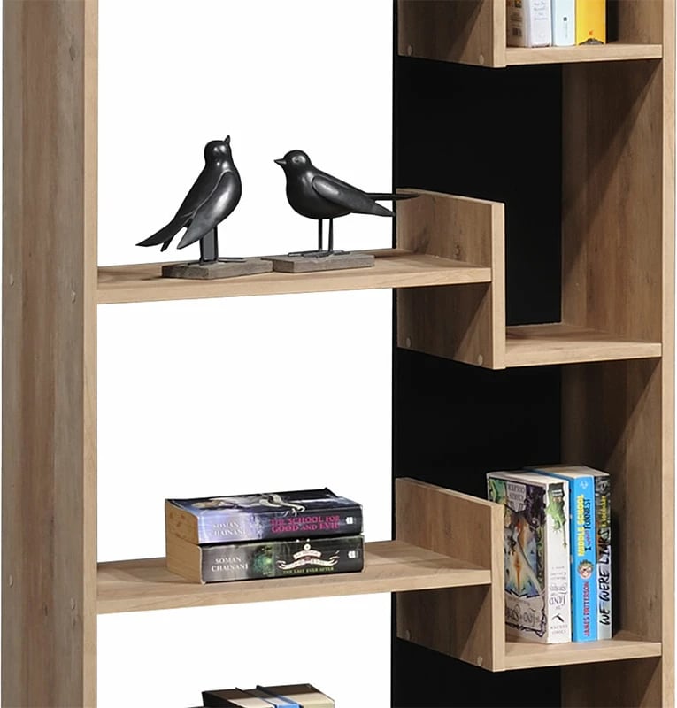 Raft librash Naya, ngjyrë natyrale-antracit, 72x30x182.5cm