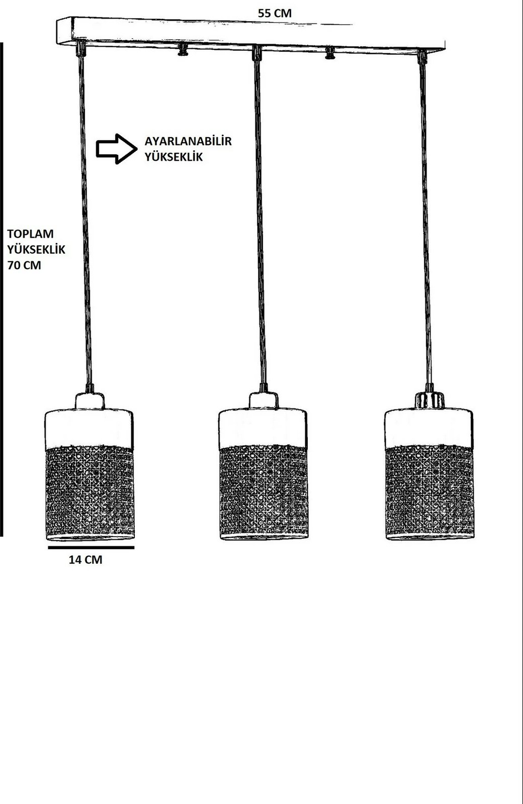 Llambë tavani Opviq Zeus, 3 pjesë, ratan e zezë