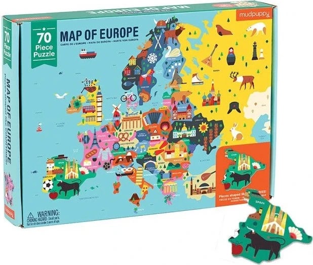 Puzzle Mudpuppy, Harta e Evropës, për moshën 5 vjeç e lart