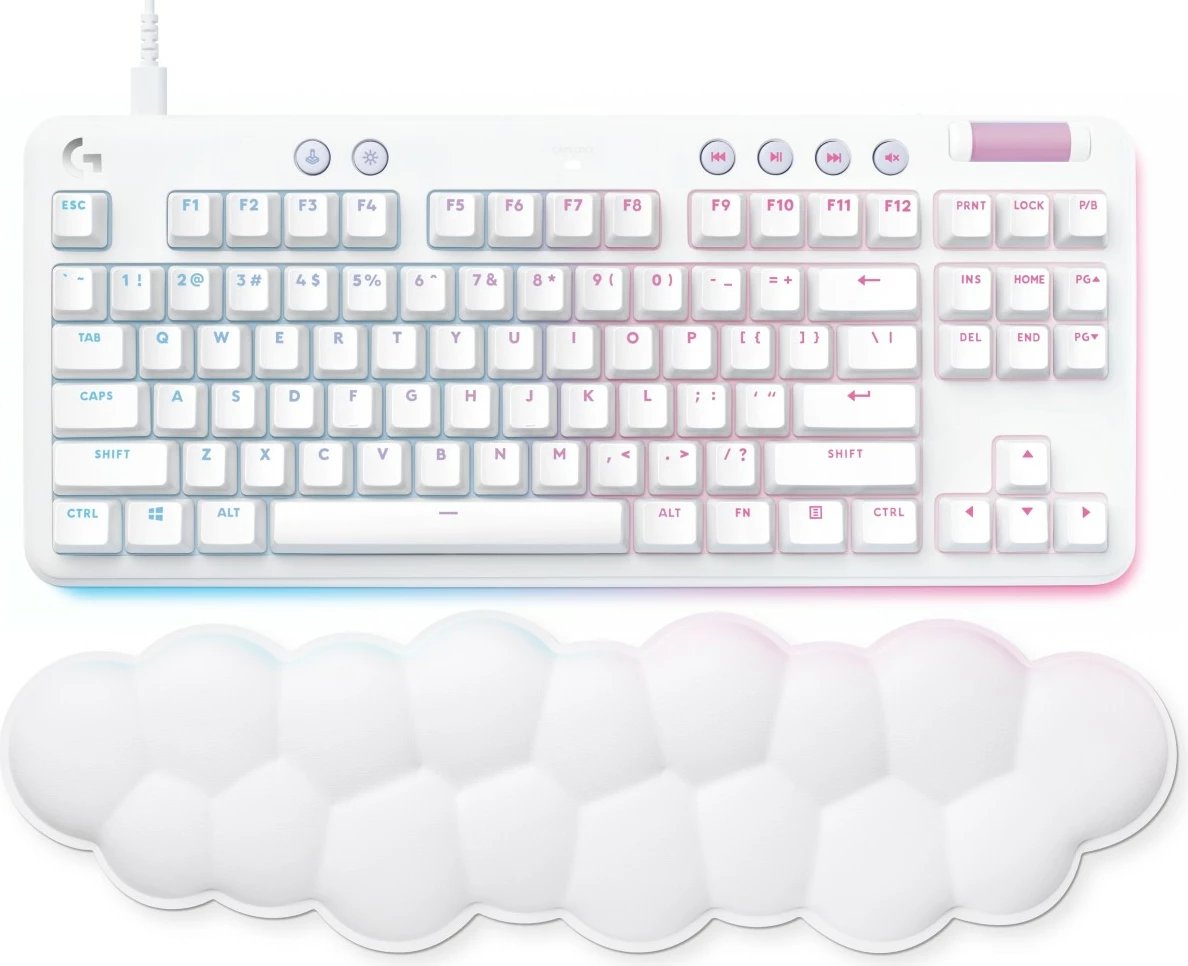 Tastierë gaming Logitech G713, me drita LED, me kabllo, e bardhë