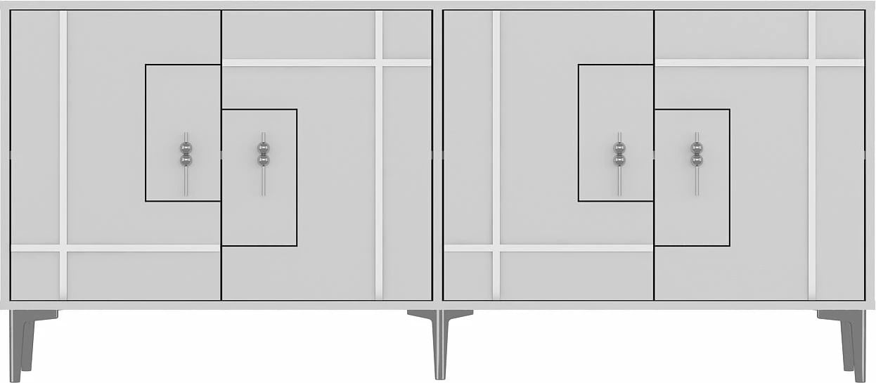 Konsol Skye Decor, e bardhë, argjend