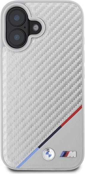 Mbështjellës BMW M Carbon Tricolor Line MagSafe për iPhone 16, Gri