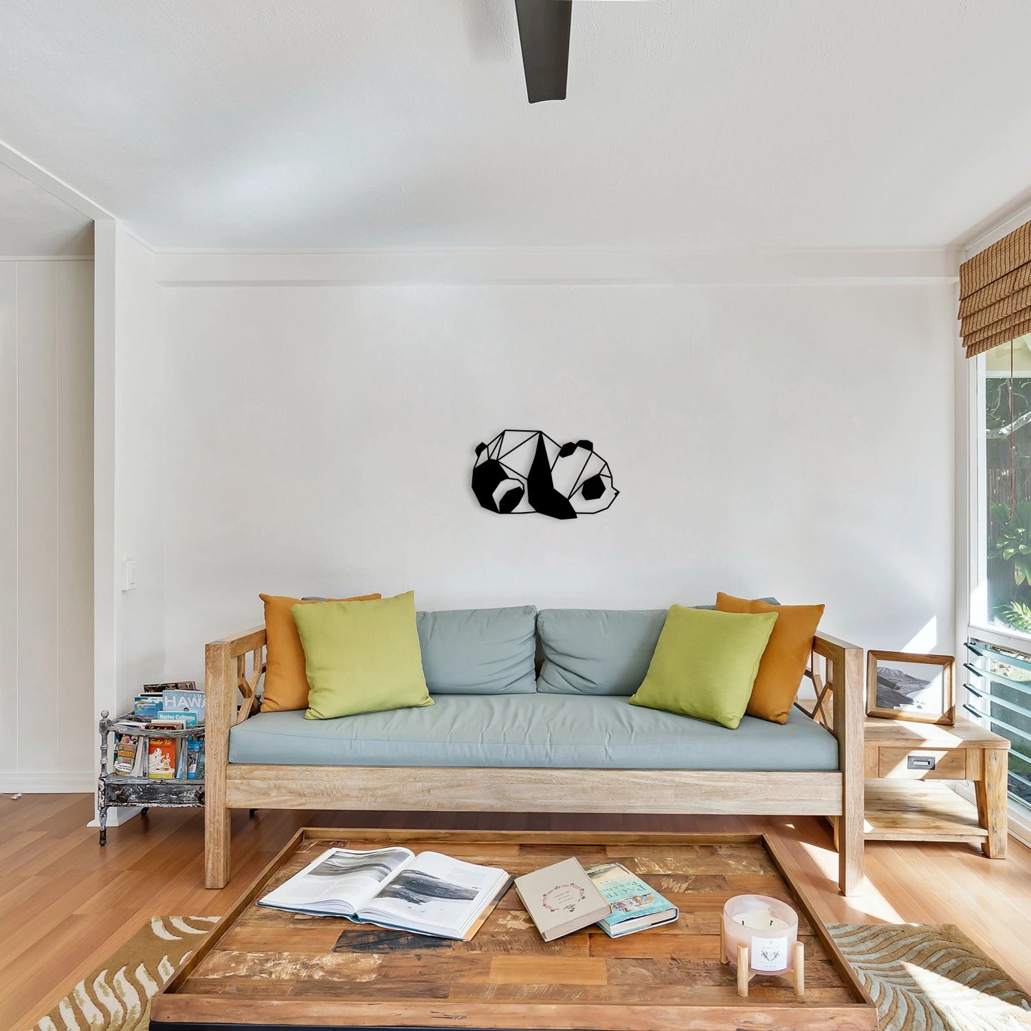 Aksesor dekorativ metalik për mur, panda, Wallity, ngjyrë e zezë, 52x31cm