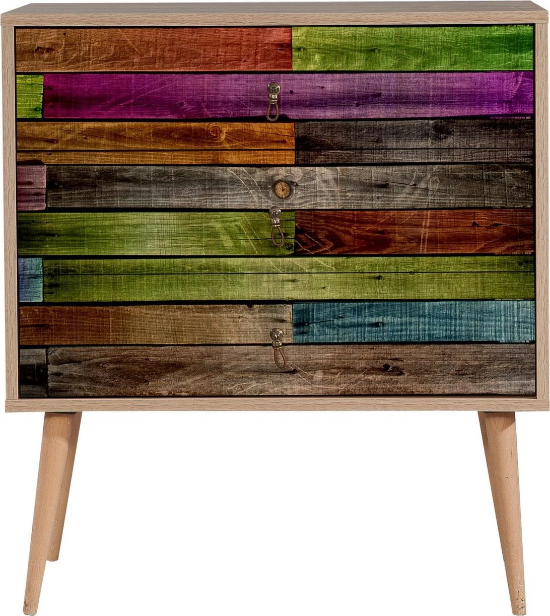 Komodë Hanah Home, Trio - 726, ngjyrë Sonoma Oak, 3 sirtarë, këmbë druri