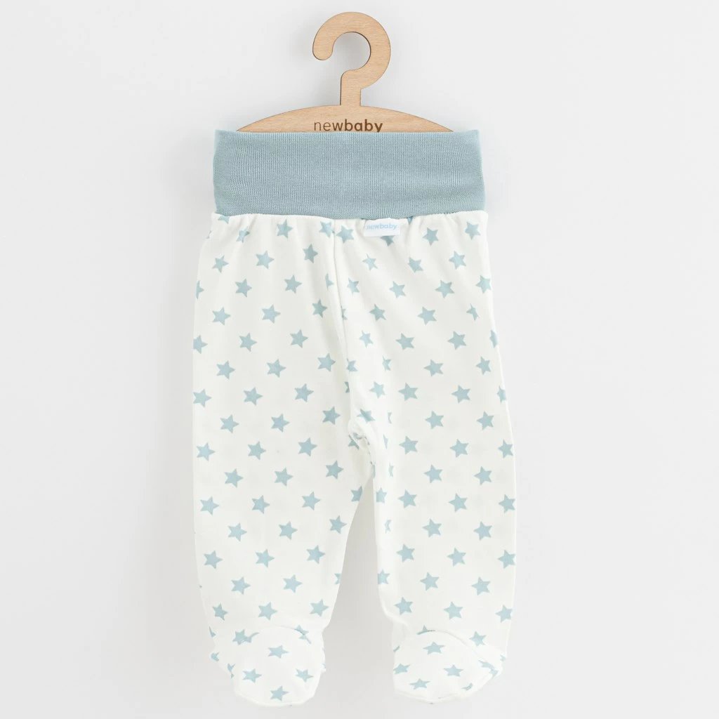 pantallona me këmbë bebe, New Baby Classic II Uni, 100% pambuk, madhësia 80 (9-12m), jeshile mente, set 3 copë