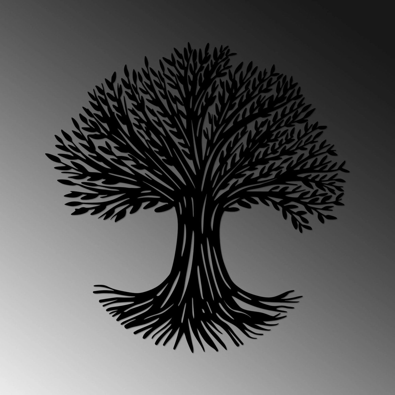 Aksesor dekorativ metalik për mur, Monumental Tree, Wallity, 67x68cm, i zi