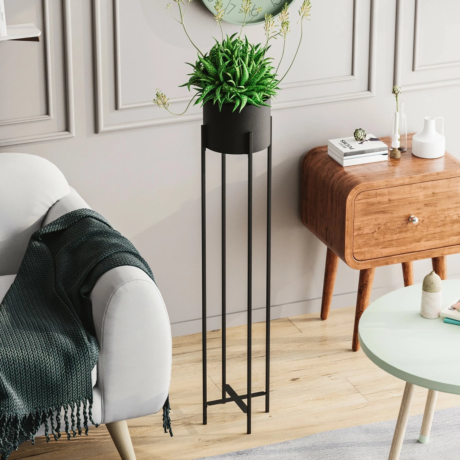 Vazo dekorative Aberto Design, GED-024, metal i zi, 23x108x23cm