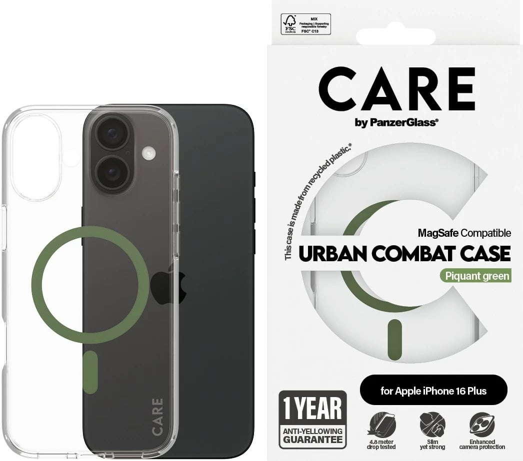 Mbështjellës PanzerGlass CARE Case Flagship MagSAFE për iPhone 16 Plus, transparent