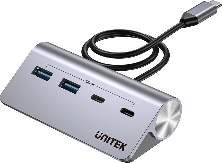 Kasë UNITEK H1337AGY01 USB-C me 2x USB-A, 2x USB-C, 5Gbps, Alumini, Argjend