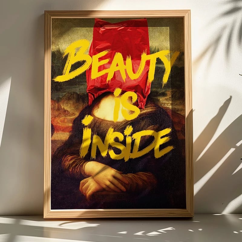 Pikturë Loveser me print digjital, kornizë druri, shumëngjyrëshe, 33x1.5x48cm