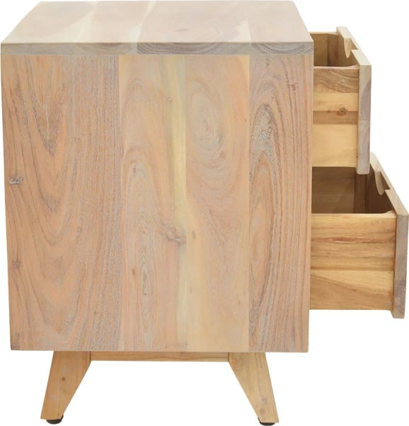 Komodinë anës krevati Emira, dru akacie, ngjyrë natyrale, 40x40x54cm