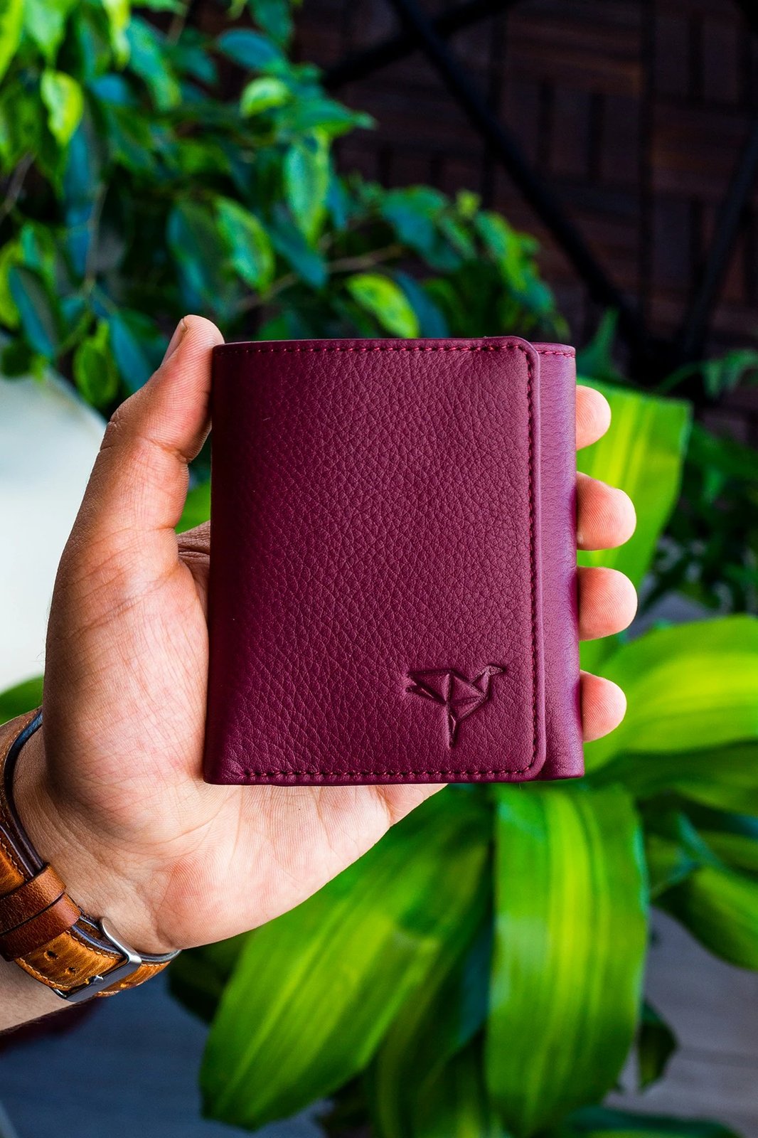 Portofol për burra, ngjyrë e kuqe claret, Zoozie Bags